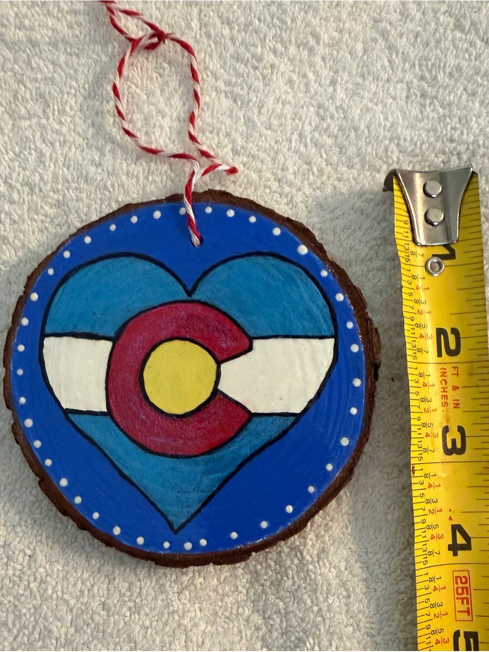 Hand-Painted Blue Colorado Heart Holiday Ornament